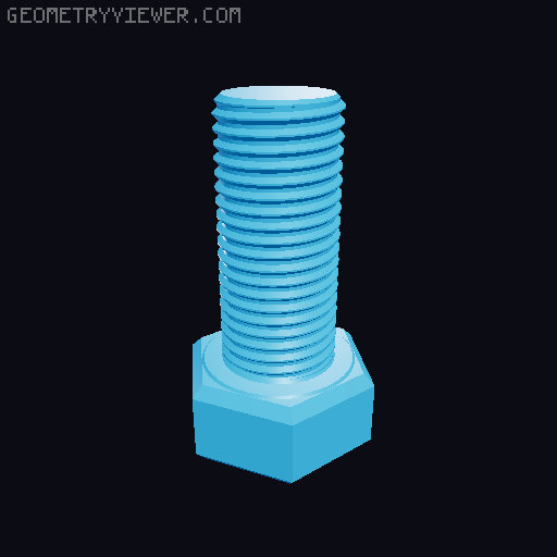 Hundreds of Metric Hex Screws Version 1: M2, M3, M4, M5, M6, M8, M10, M12, M14, M16, ... M48 3D model thumbnail