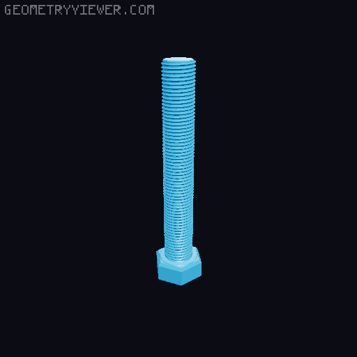 Hundreds of Metric Hex Screws Version 1: M2, M3, M4, M5, M6, M8, M10, M12, M14, M16, ... M48 3D model thumbnail