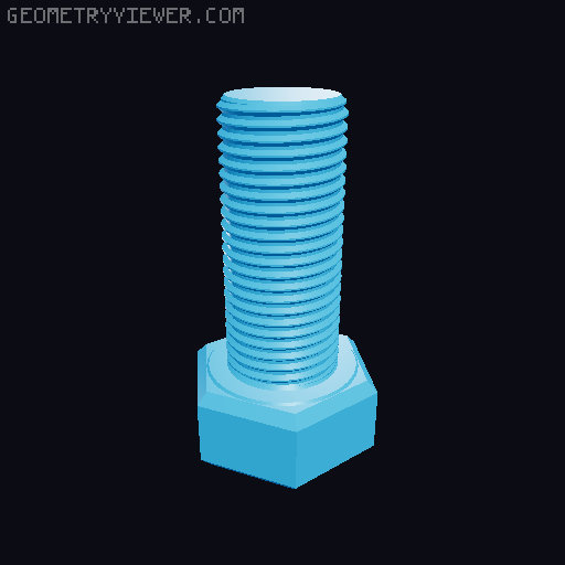 Hundreds of Metric Hex Screws Version 1: M2, M3, M4, M5, M6, M8, M10, M12, M14, M16, ... M48 3D model thumbnail