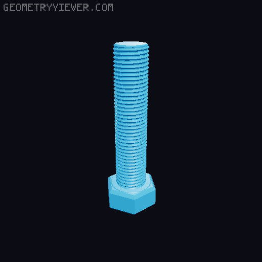 Hundreds of Metric Hex Screws Version 1: M2, M3, M4, M5, M6, M8, M10, M12, M14, M16, ... M48 3D model thumbnail