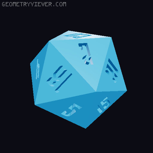 7 Piece Dice Masters Set presupported (Eagle's Eye Font) 3D model thumbnail
