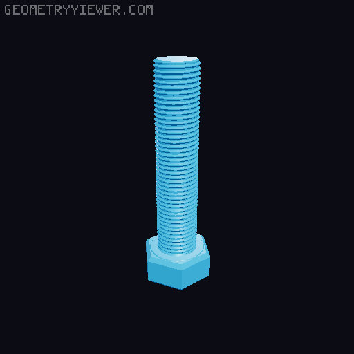 Hundreds of Metric Hex Screws Version 1: M2, M3, M4, M5, M6, M8, M10, M12, M14, M16, ... M48 3D model thumbnail