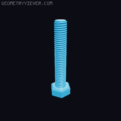 Hundreds of Metric Hex Screws Version 1: M2, M3, M4, M5, M6, M8, M10, M12, M14, M16, ... M48 3D model thumbnail