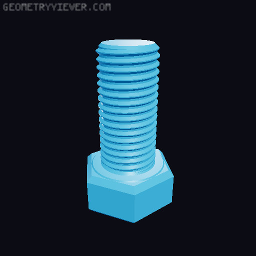 Hundreds of Metric Hex Screws Version 1: M2, M3, M4, M5, M6, M8, M10, M12, M14, M16, ... M48 3D model thumbnail