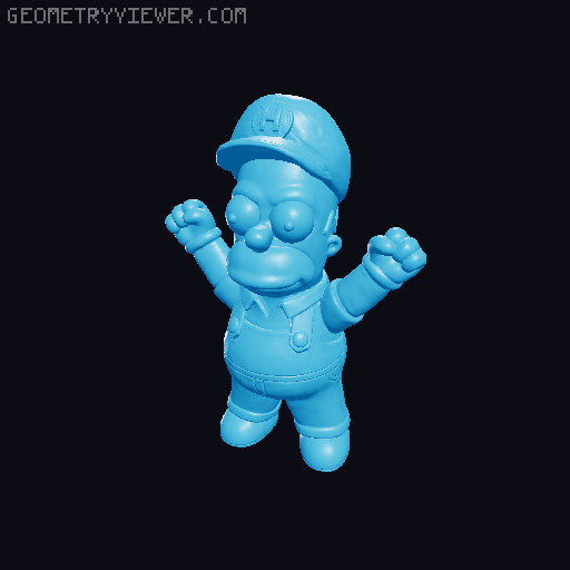 Homer Mario / No Supports 3D model thumbnail