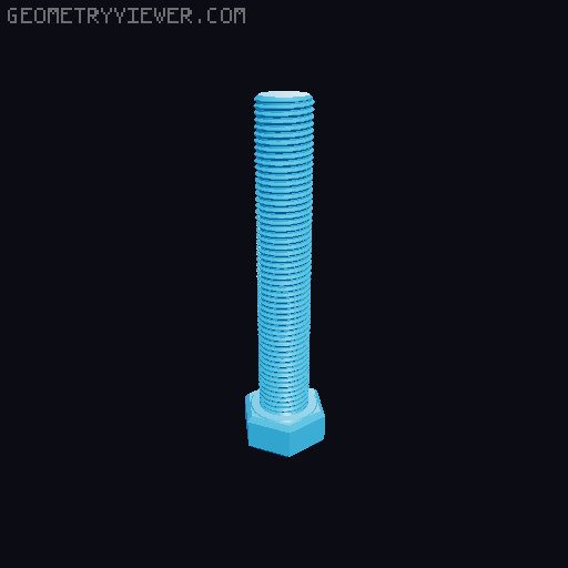 Hundreds of Metric Hex Screws Version 1: M2, M3, M4, M5, M6, M8, M10, M12, M14, M16, ... M48 3D model thumbnail