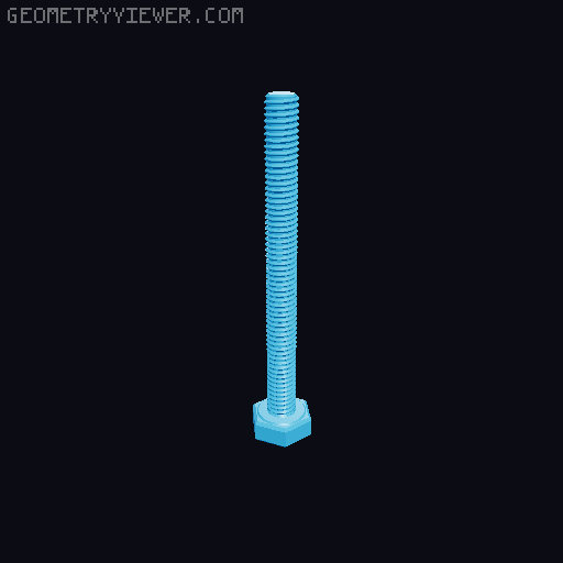 Hundreds of Metric Hex Screws Version 1: M2, M3, M4, M5, M6, M8, M10, M12, M14, M16, ... M48 3D model thumbnail