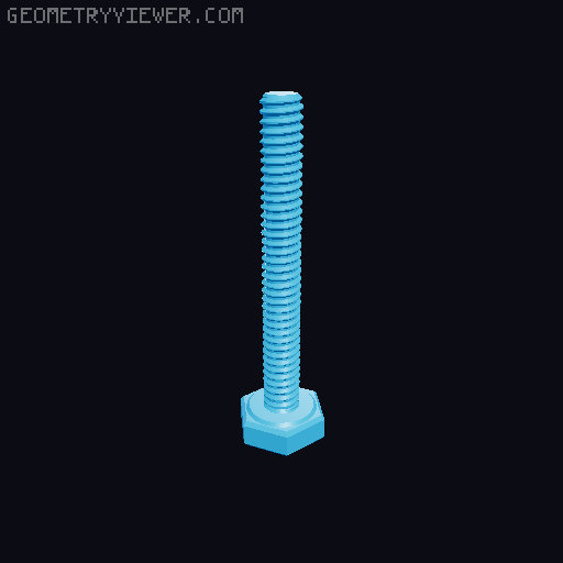 Hundreds of Metric Hex Screws Version 1: M2, M3, M4, M5, M6, M8, M10, M12, M14, M16, ... M48 3D model thumbnail