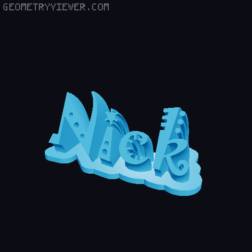 Sweeping crazy name tag 3D model thumbnail