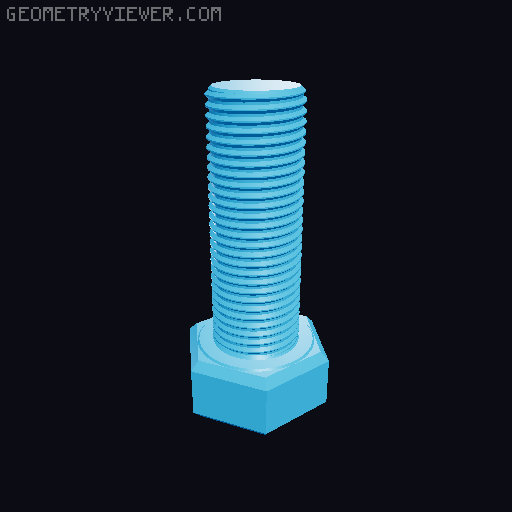 Hundreds of Metric Hex Screws Version 1: M2, M3, M4, M5, M6, M8, M10, M12, M14, M16, ... M48 3D model thumbnail