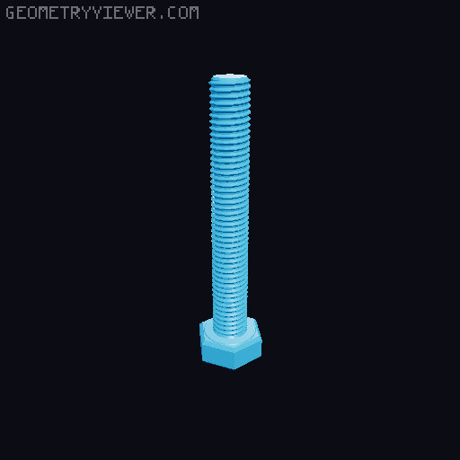 Hundreds of Metric Hex Screws Version 1: M2, M3, M4, M5, M6, M8, M10, M12, M14, M16, ... M48 3D model thumbnail