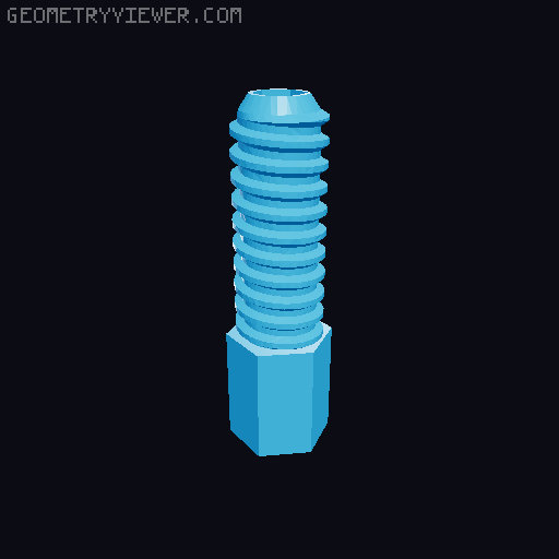 Two piece axle with bearing and captive nut. 3D model thumbnail