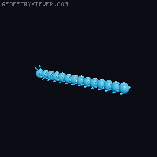 Cute articulated caterpillar 3D model thumbnail