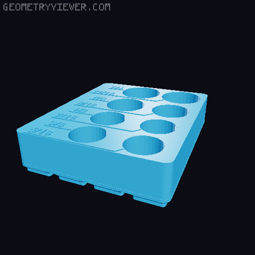 (2 set variations) 3/8"Dr Impact Imperial Socket Organization, Gridfinity 3D model thumbnail