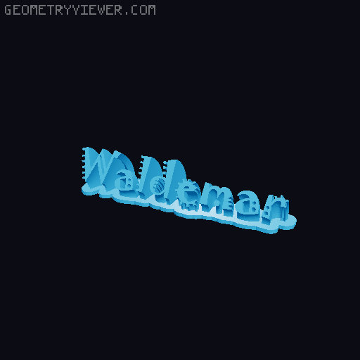 Sweeping crazy name tag 3D model thumbnail