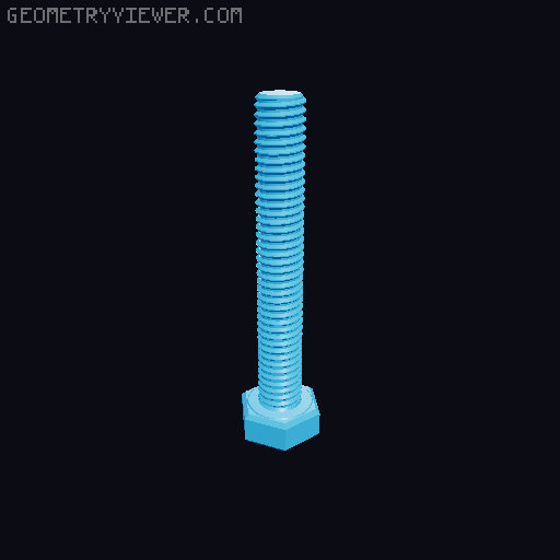 Hundreds of Metric Hex Screws Version 1: M2, M3, M4, M5, M6, M8, M10, M12, M14, M16, ... M48 3D model thumbnail