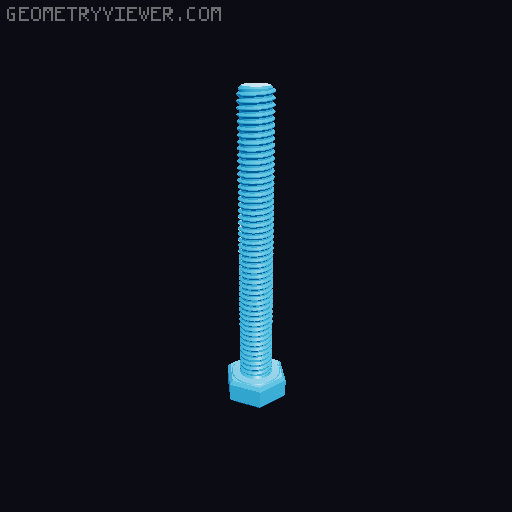 Hundreds of Metric Hex Screws Version 1: M2, M3, M4, M5, M6, M8, M10, M12, M14, M16, ... M48 3D model thumbnail