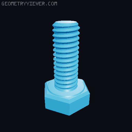 Hundreds of Metric Hex Screws Version 1: M2, M3, M4, M5, M6, M8, M10, M12, M14, M16, ... M48 3D model thumbnail