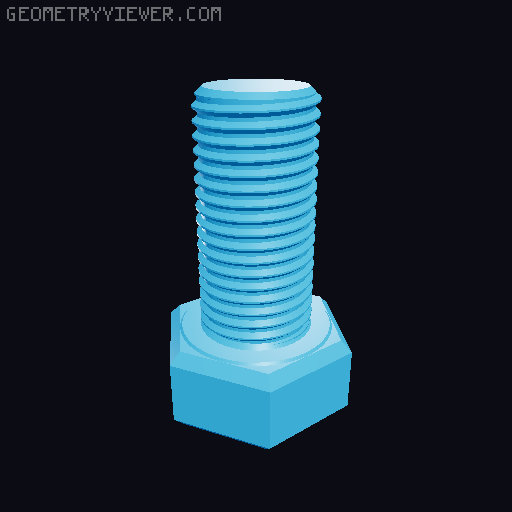 Hundreds of Metric Hex Screws Version 1: M2, M3, M4, M5, M6, M8, M10, M12, M14, M16, ... M48 3D model thumbnail
