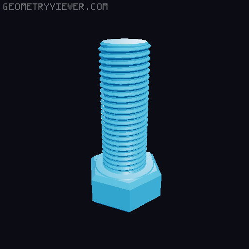 Hundreds of Metric Hex Screws Version 1: M2, M3, M4, M5, M6, M8, M10, M12, M14, M16, ... M48 3D model thumbnail