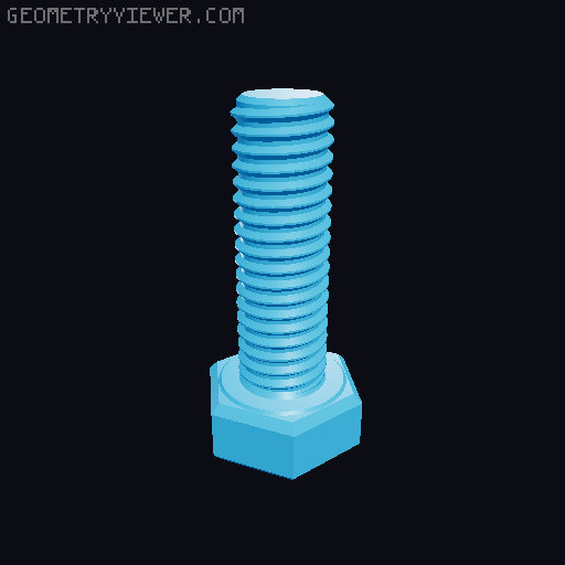 Hundreds of Metric Hex Screws Version 1: M2, M3, M4, M5, M6, M8, M10, M12, M14, M16, ... M48 3D model thumbnail