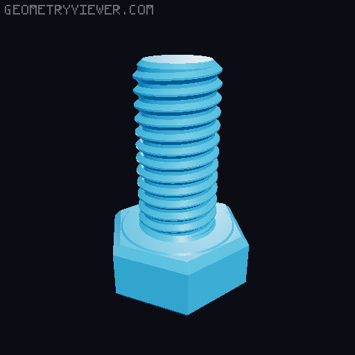 Hundreds of Metric Hex Screws Version 1: M2, M3, M4, M5, M6, M8, M10, M12, M14, M16, ... M48 3D model thumbnail