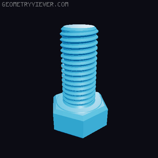 Hundreds of Metric Hex Screws Version 1: M2, M3, M4, M5, M6, M8, M10, M12, M14, M16, ... M48 3D model thumbnail