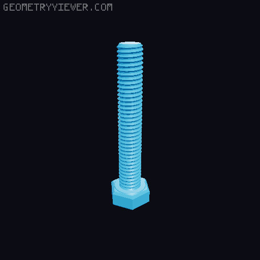 Hundreds of Metric Hex Screws Version 1: M2, M3, M4, M5, M6, M8, M10, M12, M14, M16, ... M48 3D model thumbnail