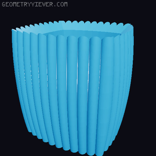 Fluted Dual-Part Planter 3D model thumbnail