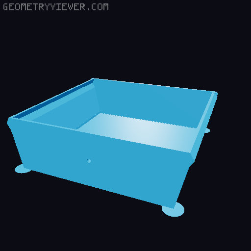 Under Desk Drawer 59mm Tall with Knob 3D model thumbnail