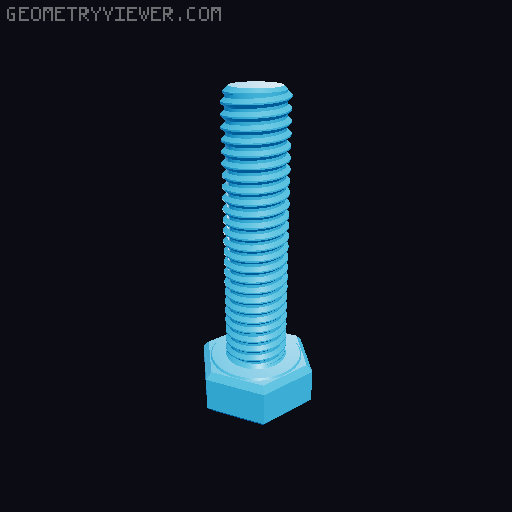 Hundreds of Metric Hex Screws Version 1: M2, M3, M4, M5, M6, M8, M10, M12, M14, M16, ... M48 3D model thumbnail