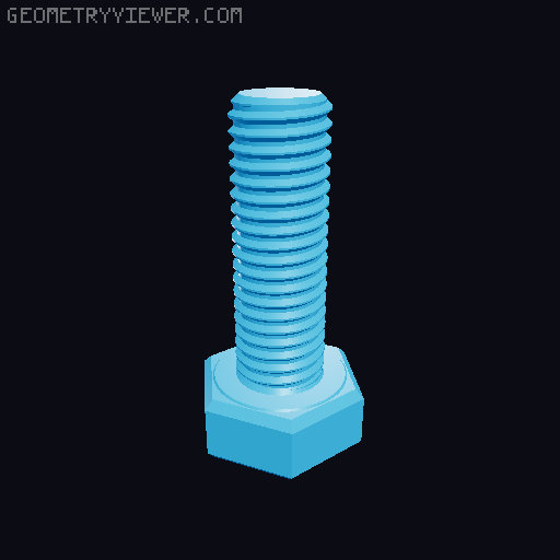 Hundreds of Metric Hex Screws Version 1: M2, M3, M4, M5, M6, M8, M10, M12, M14, M16, ... M48 3D model thumbnail