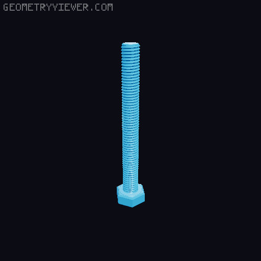 Hundreds of Metric Hex Screws Version 1: M2, M3, M4, M5, M6, M8, M10, M12, M14, M16, ... M48 3D model thumbnail