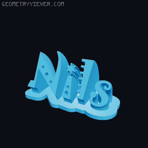 Sweeping crazy name tag 3D model thumbnail