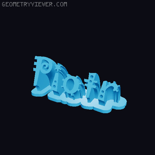 Sweeping crazy name tag 3D model thumbnail