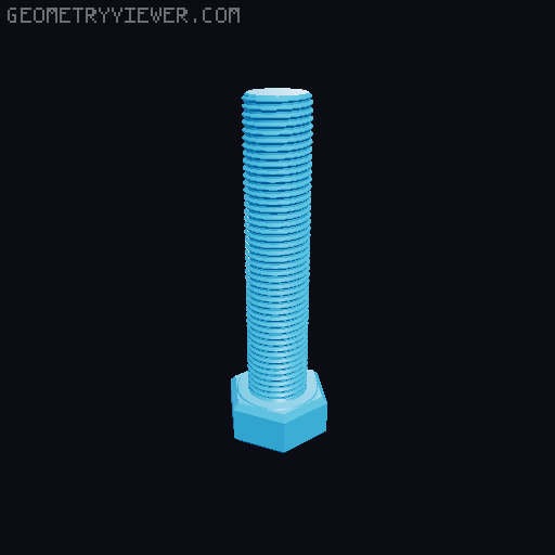 Hundreds of Metric Hex Screws Version 1: M2, M3, M4, M5, M6, M8, M10, M12, M14, M16, ... M48 3D model thumbnail
