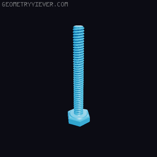 Hundreds of Metric Hex Screws Version 1: M2, M3, M4, M5, M6, M8, M10, M12, M14, M16, ... M48 3D model thumbnail