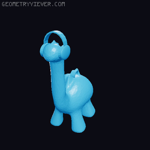 DJ Dino/ Headphone Dino- Keychain 3D model thumbnail