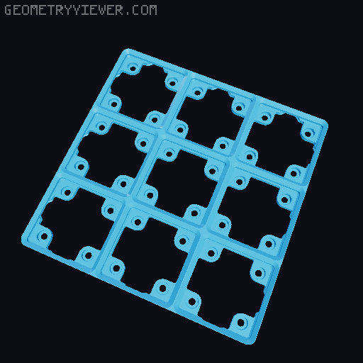 GridFinity Connecting Baseplate with press-fit magnets 3D model thumbnail