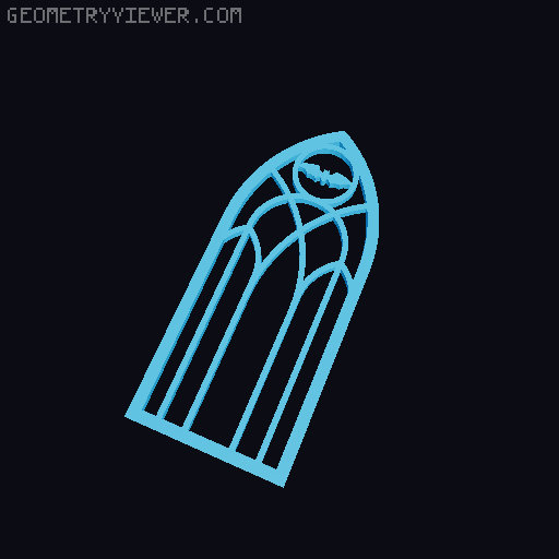 Gothic Window With Emblem (cross, inverted cross, bat, left/right swastika, pentagram) [OpenSCAD] 3D model thumbnail