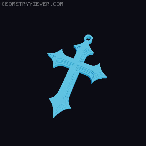Gothic cross pendant 3D model thumbnail