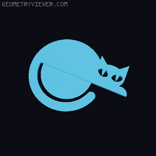 Cat bookmark:  For 1 color printers 3D model thumbnail