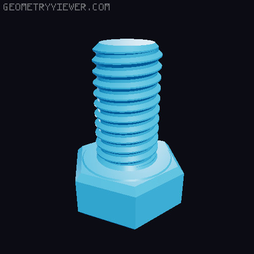 Hundreds of Metric Hex Screws Version 1: M2, M3, M4, M5, M6, M8, M10, M12, M14, M16, ... M48 3D model thumbnail