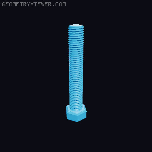 Hundreds of Metric Hex Screws Version 1: M2, M3, M4, M5, M6, M8, M10, M12, M14, M16, ... M48 3D model thumbnail