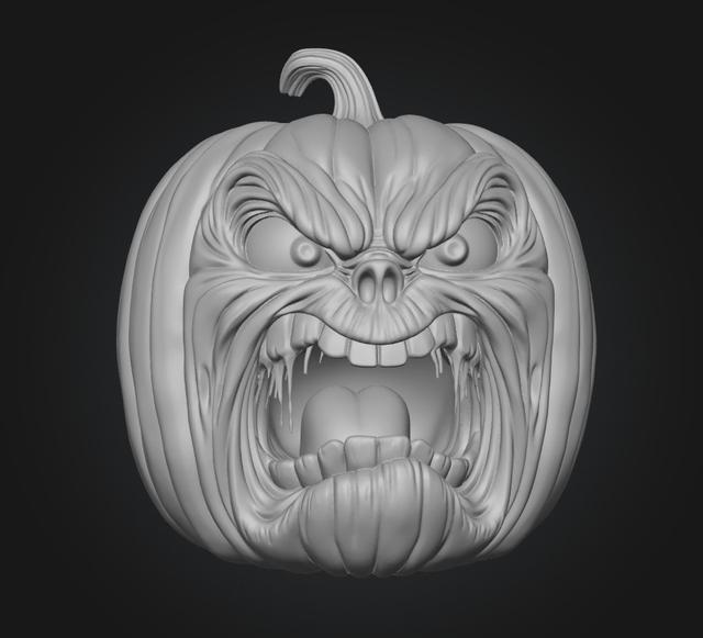 Angry Jack-O-Lantern 3D model thumbnail