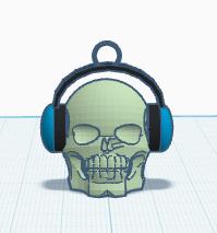Skeleton with headphones keychain 3D model thumbnail