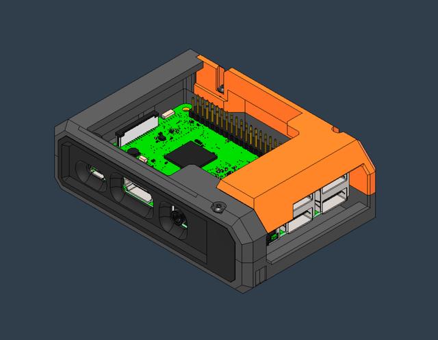 Raspberry Pi 3 B + Case + GPIO Expansion Cape 3D model thumbnail