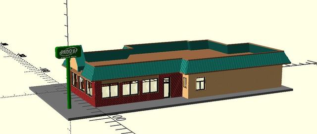 n scale - vintage and forgotten - fast food restaurant - Runza 3D model thumbnail