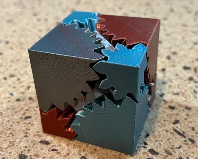 Gear Cube Fidget (No Screws, No Initials) 3D model thumbnail