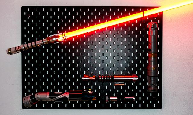 Lighsaber Display Hooks for IKEA Skadis board 3D model thumbnail